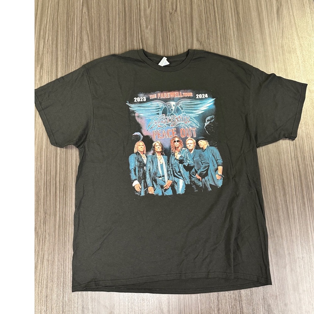 New Aerosmith Peace Out Farewell Tour 2023 T Shirt Mens 2XL Black Crowes Concert